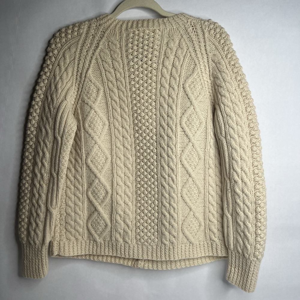 Vintage Trimingham's Bermuda Kennedy Adara Ireland CREAM‎ Wool Cable Cardigan M - Picture 2 of 8